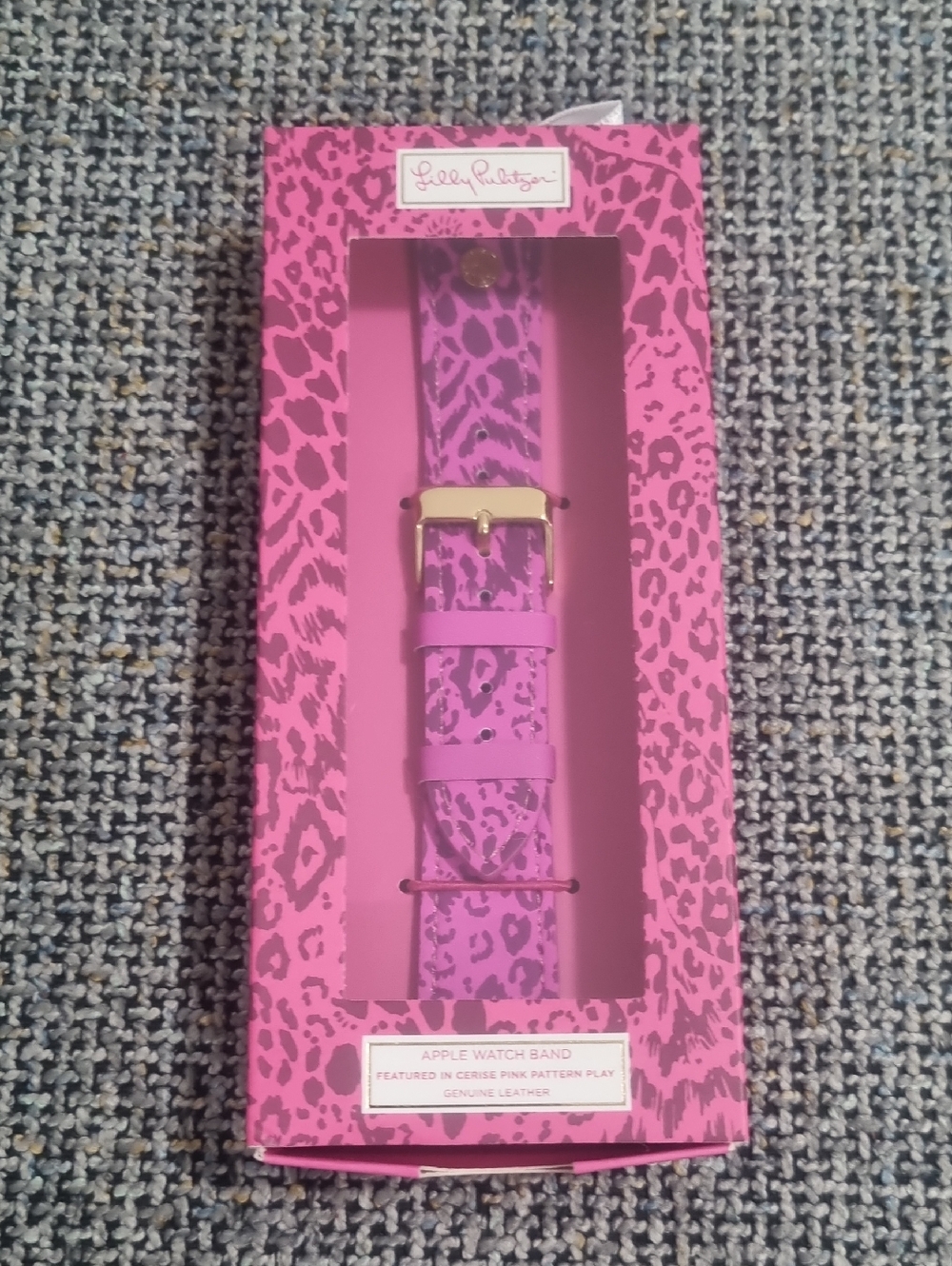 LILLY PULITZER Leather Apple Watch Band in Cerise Pink Pattern Play - Picture 4 of 13